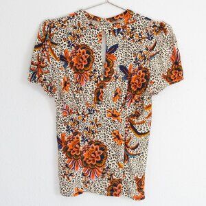 Free People short sleeve blouse – floral with animal print